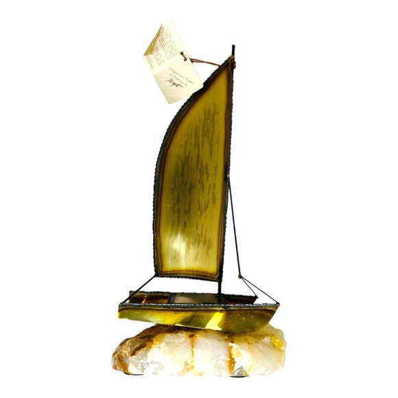 DeMott Brass Sailboat NWT Sailboat Made Of Brass, Copper and Steel Mounted On I - Picture 2 of 15